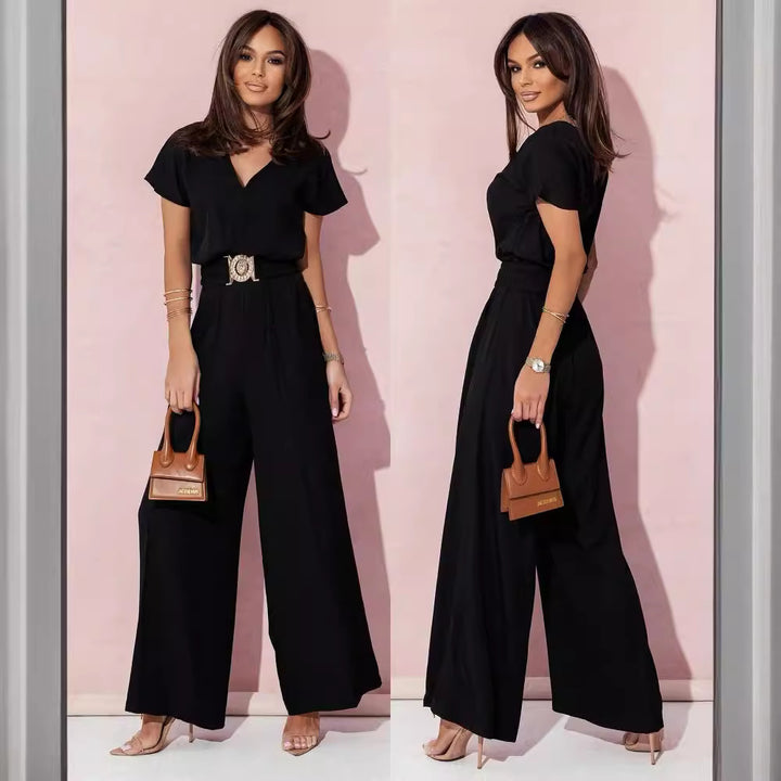 Women’s jumpsuit with wide leg and belt Lune London