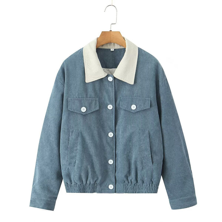 Casual corduroy jacket for women with practical flap pockets and elastic waistband Lune London