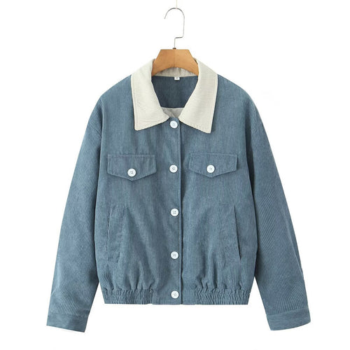 Casual corduroy jacket for women with practical flap pockets and elastic waistband Lune London