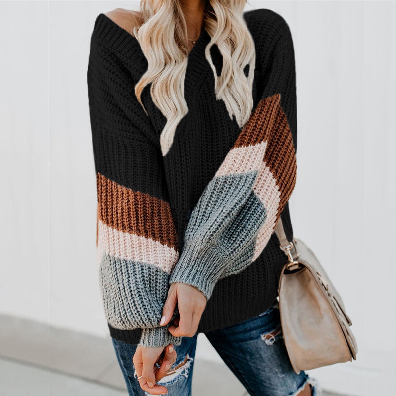 Pull en tricot pour femmes avec un design moderne à blocs de couleurs et une coupe ample Lune London