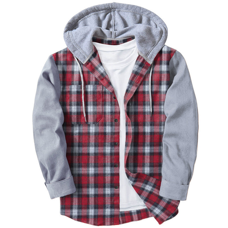 Casual flannel shirts for men with hood and two patch pockets Lune London