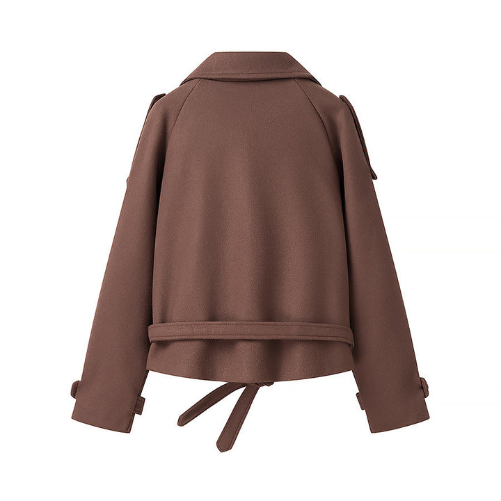 Trendy short trench coat for women with waist tie Lune London
