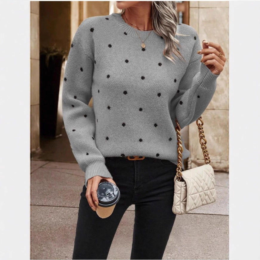Knit patterned sweater for women with crew neck and relaxed fit Lune London