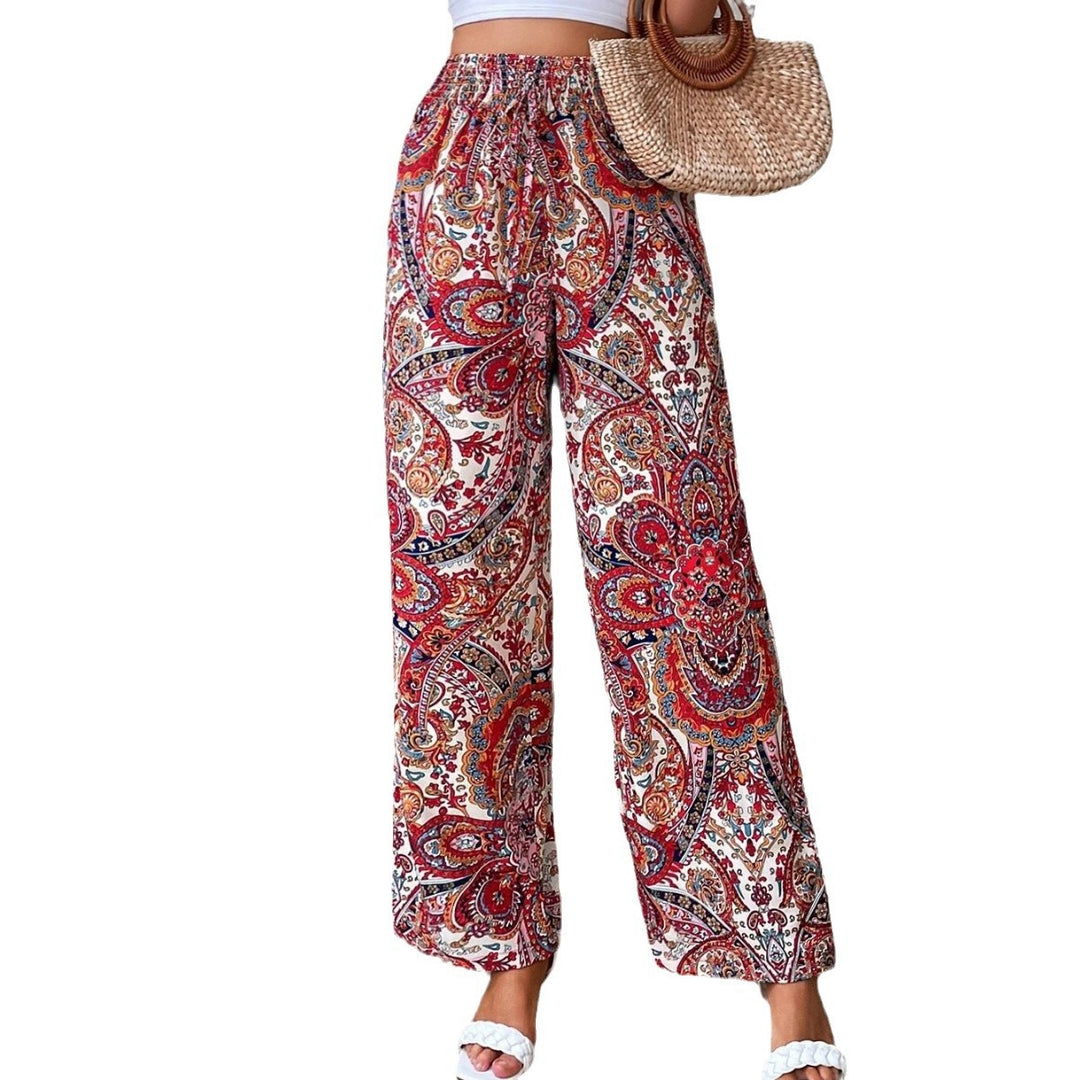 Wide Palazzo Pants for Women with an Elegant Paisley Pattern Lune London