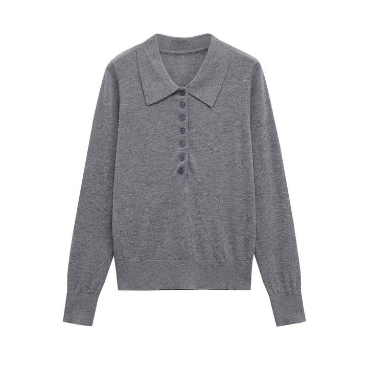 Ladies long sleeve polo with button placket and classic collar Lune London