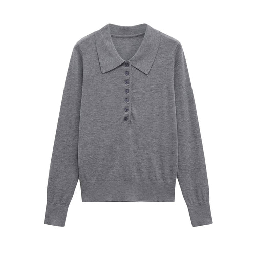 Ladies long sleeve polo with button placket and classic collar Lune London