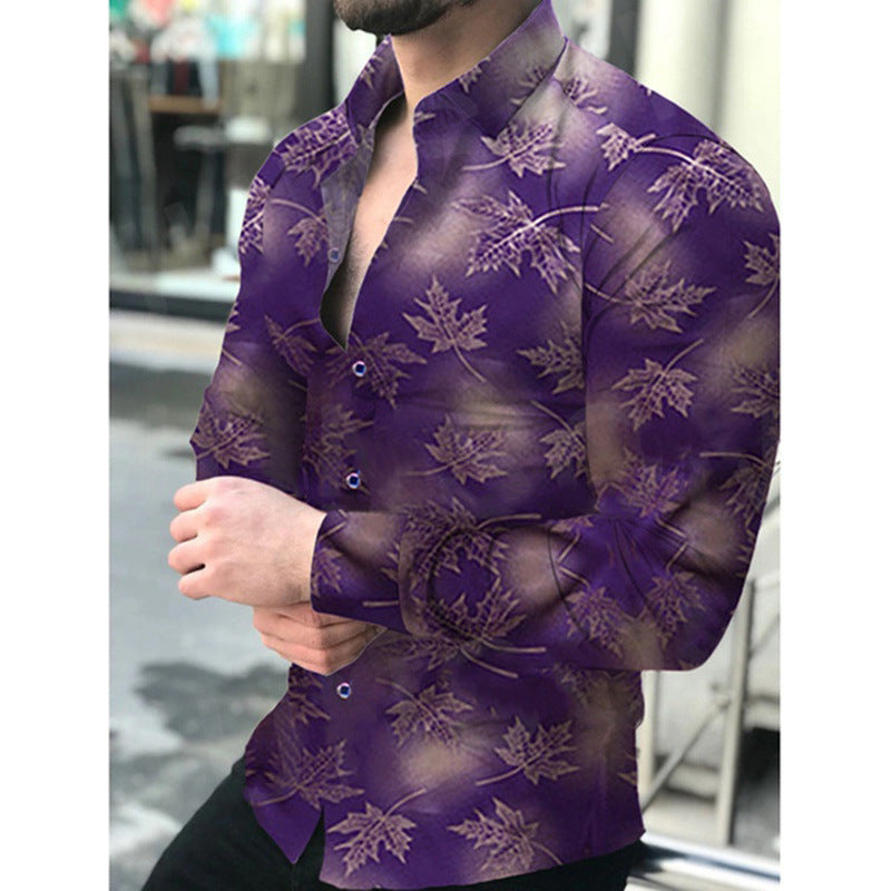 Elegant long-sleeved shirt for men with a modern leaf pattern Lune London