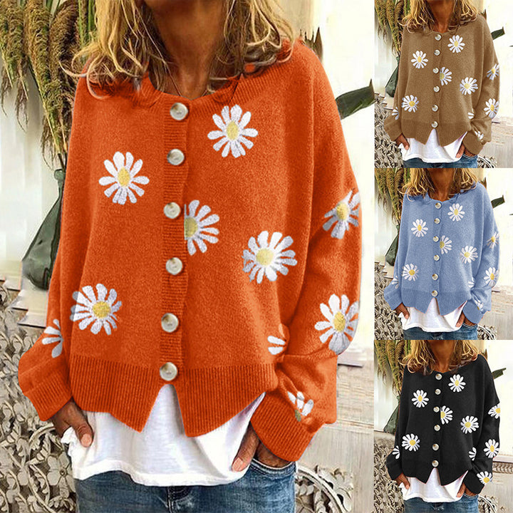 Colorful cotton sweater for women with floral pattern Lune London
