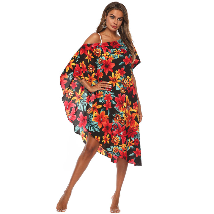 Chic Floral Print Kaftan Dress Women Style