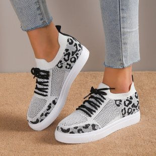 Women’s sneakers with a breathable mesh upper and trendy animal print Lune London