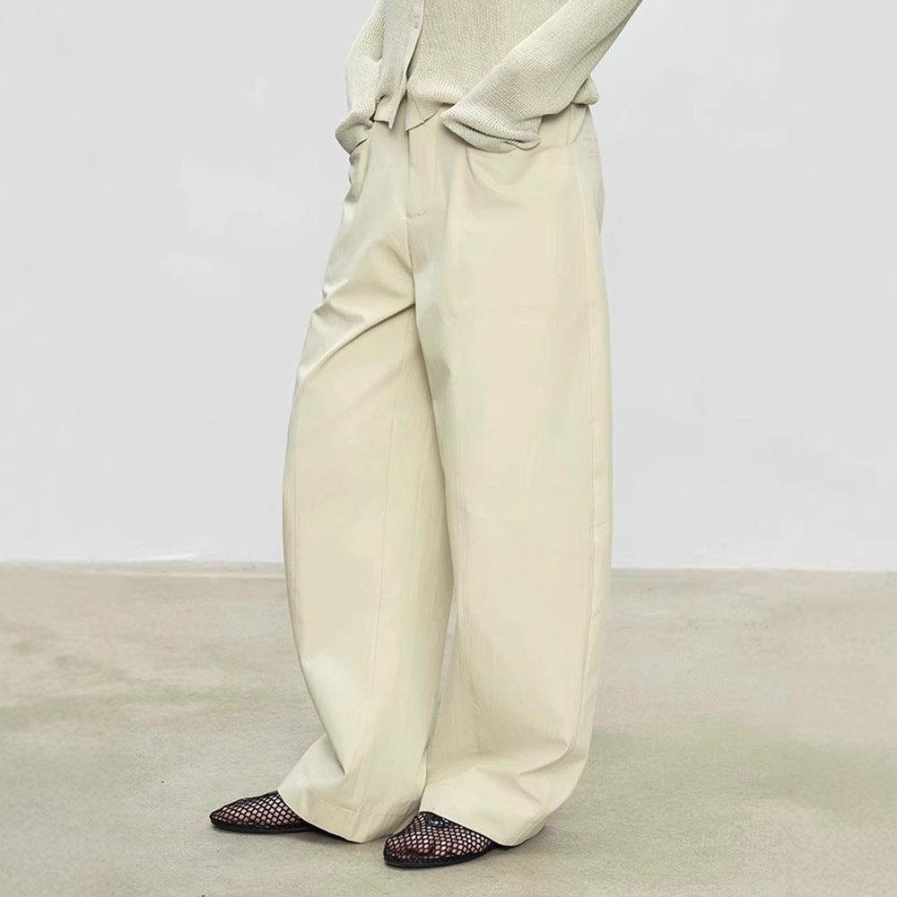 Pantalon large taille haute pour femmes en tissu texturé Chic & Stil