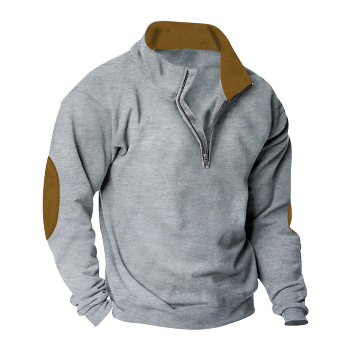 Men's fleece sweatshirt with high collar and stylish contrasting sleeves Lune London
