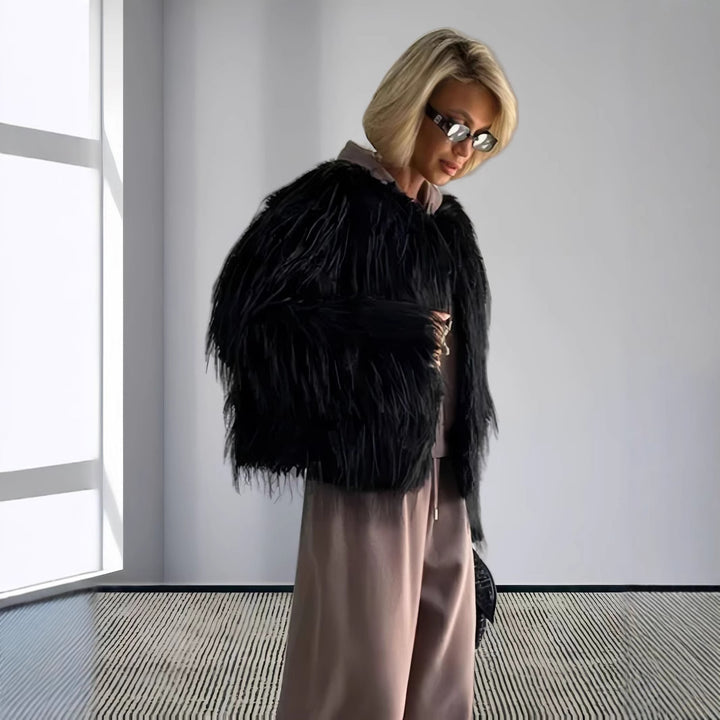 Ladies Chic and Stylish Oversized Sleeve Faux Fur Jacket