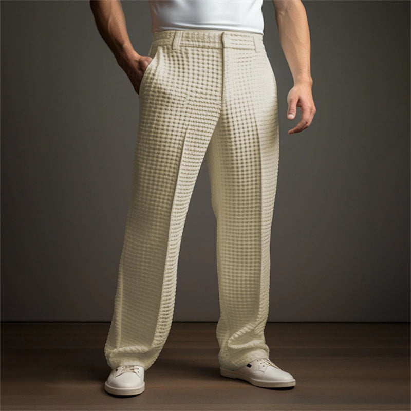 Elegant checked trousers for men with elastic waist and side pockets Lune London