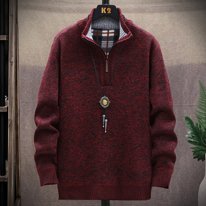 Half-zip knitted sweater for men with varied textures Lune London