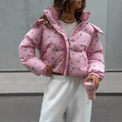 Women's Puffy Jacket with Floral Design and Soft Inner Lining Lune London