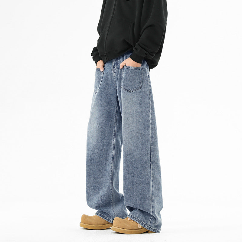 Denim pants for women, wide fit with elastic waistband and modern details Lune London