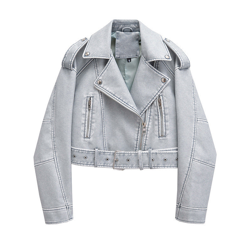 Fashion biker jacket for women with a short design and refined zips Lune London