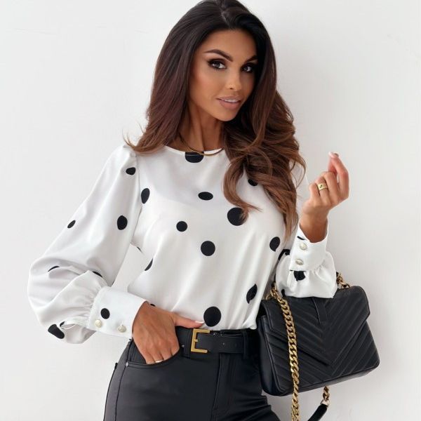 Blouse for women with puff sleeves and polka dots Lune London