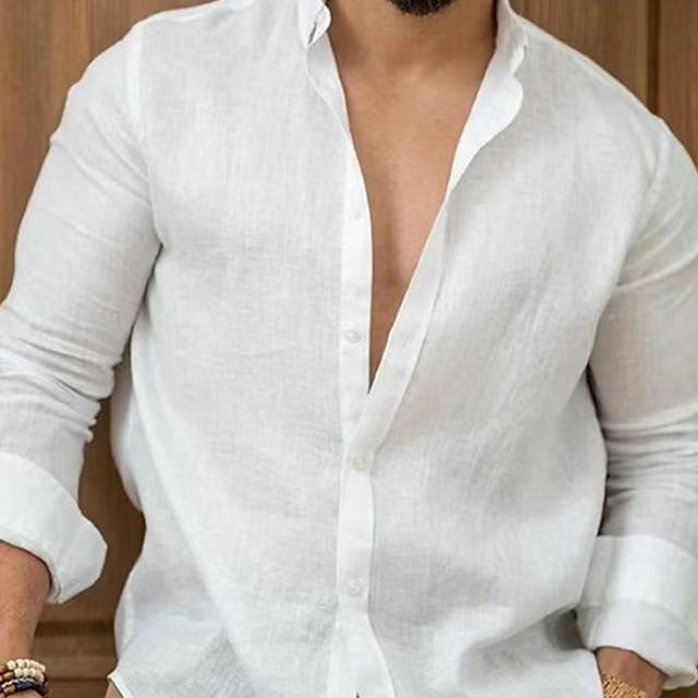 Elegant linen shirt for men with modern button placket Lune London