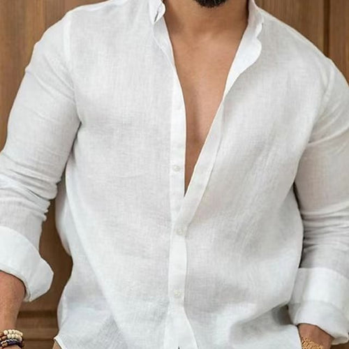 Elegant linen shirt for men with modern button placket Lune London