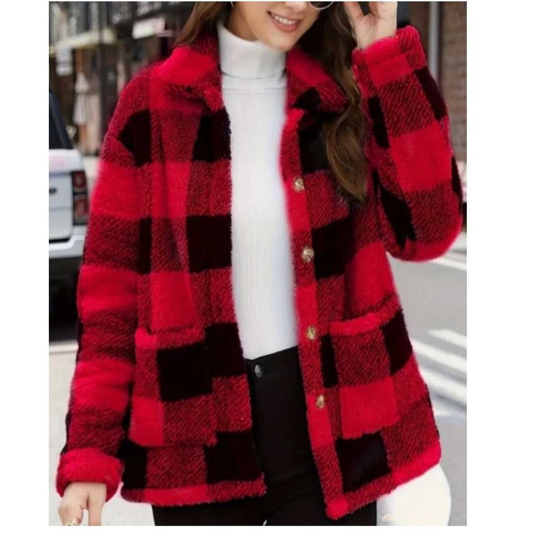 Lune London Women's Tartan Pattern Fleece Jacket