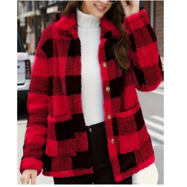 Lune London Women's Tartan Pattern Fleece Jacket