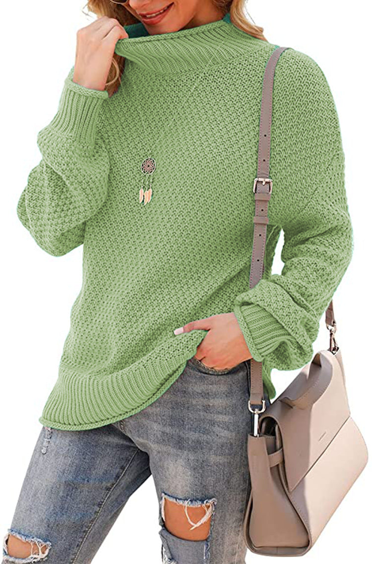 Women's sweater with high collar and structured knit pattern Lune London
