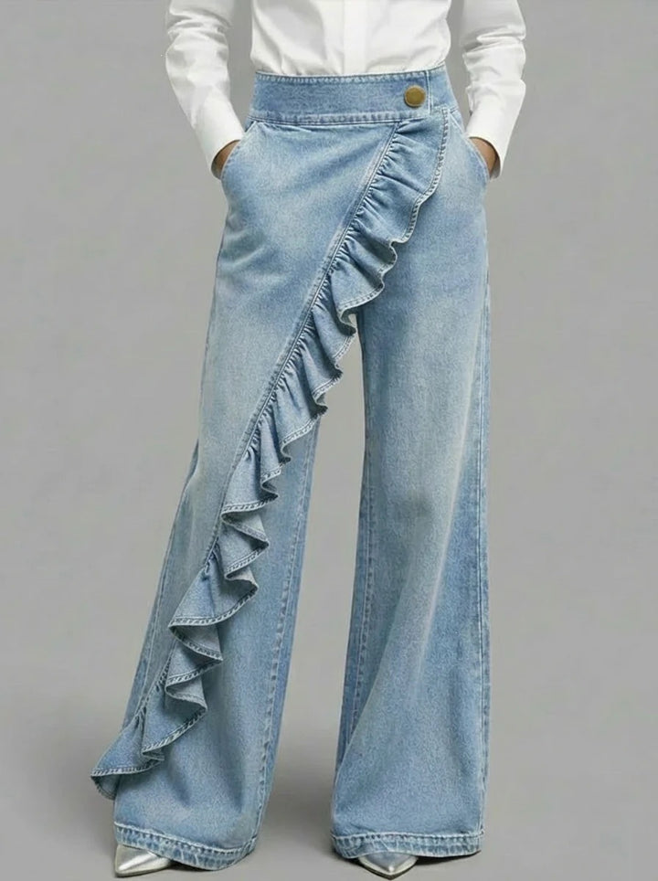Women's Wide Jeans with Ruffle Detail Chic & Stil