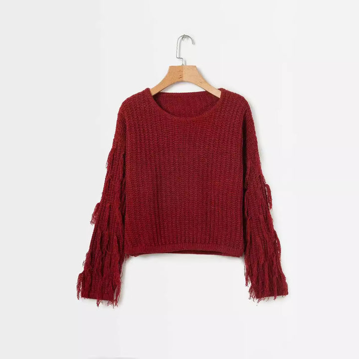 Thick knitted sweater for women with fringed sleeves and a comfortable fit Lune Londonl