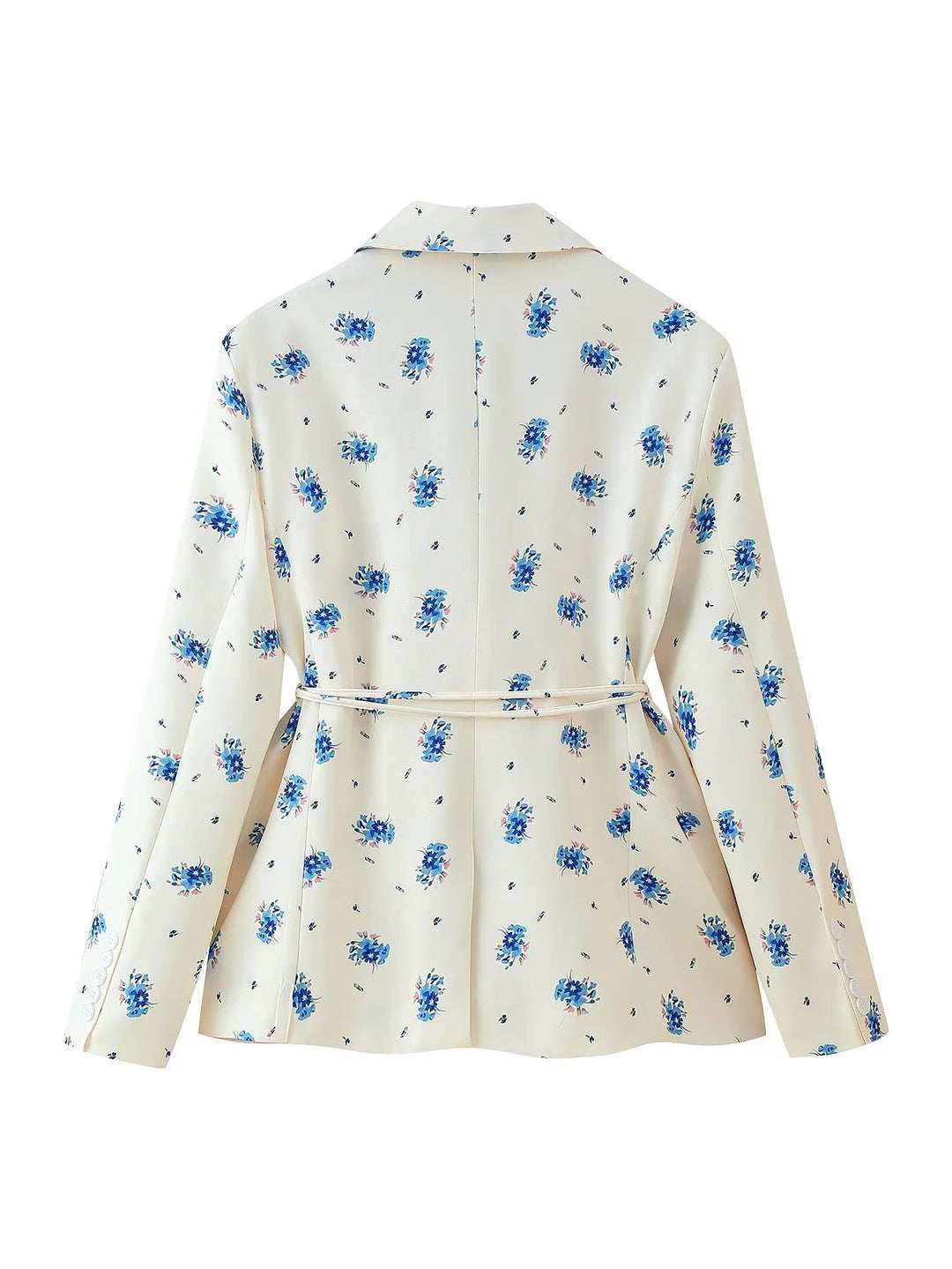 Fitted blazer for women with floral pattern and tie belt Lune London