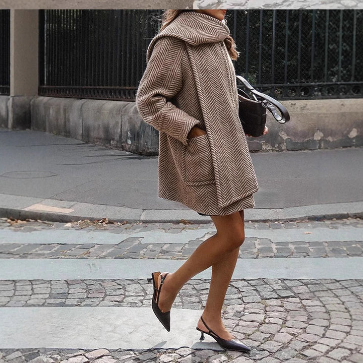 Modern wrap coat for women with structured design Lune London