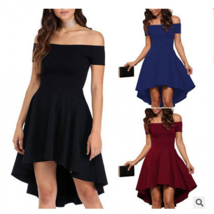 Robe romantique femme à épaules dénudées avec ourlet asymétrique et design ajusté Chic & Stil