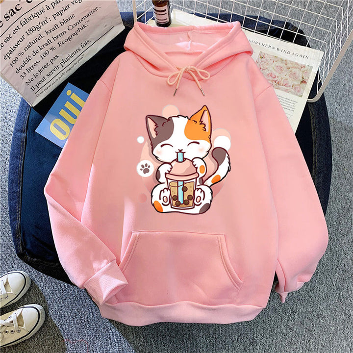 Women's hoodie with playful cat motifs Chic & Stil