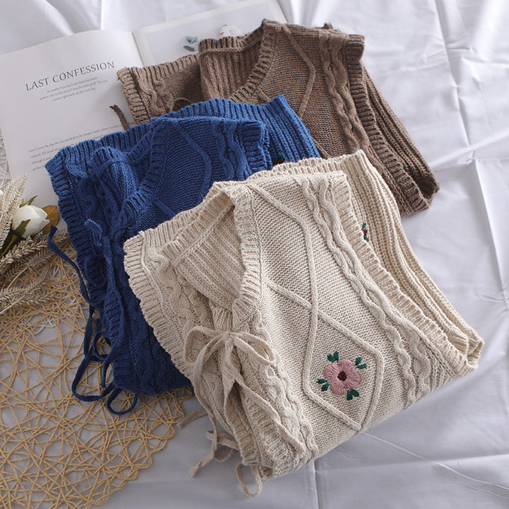 Gilet en tricot pour femmes avec broderie florale romantique Chic & Stil
