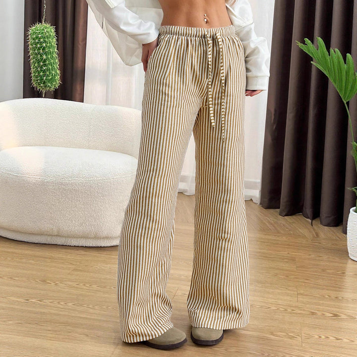 Pantalons décontractés pour femmes taille haute avec motif rayé Chic & Stil