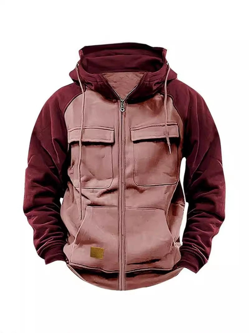 Sporty hooded jacket for men with practical pockets and zipper Lune London