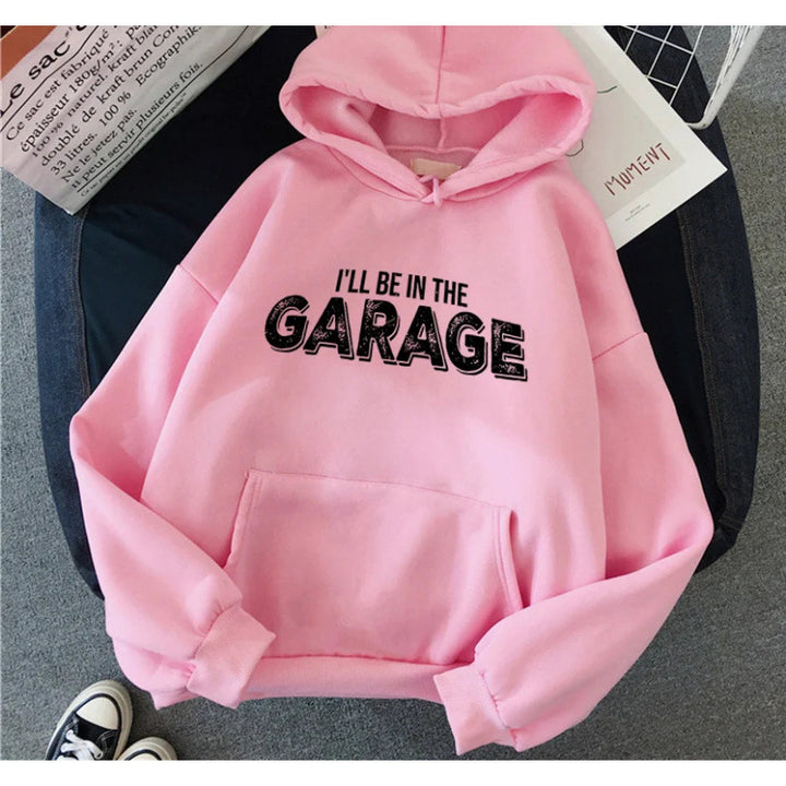 Womens Hoodie with Creative Garage Motif Chic & Stil