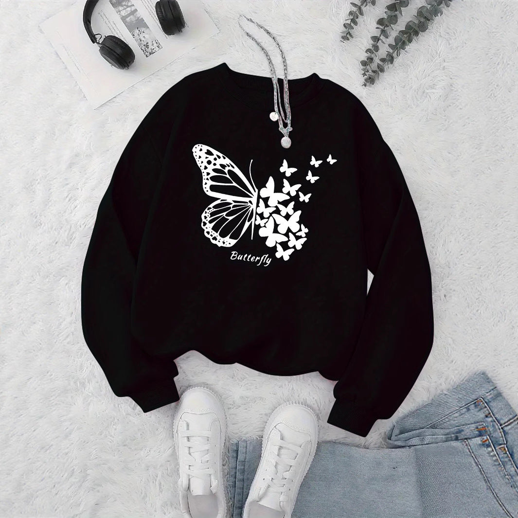 Sweatshirt femme avec motif papillon créatif et coupe décontractée Chic & Stil