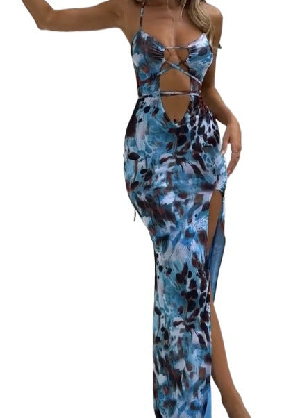 Ladies Maxi Beach Dress with Exciting Cut-Out and High Slit