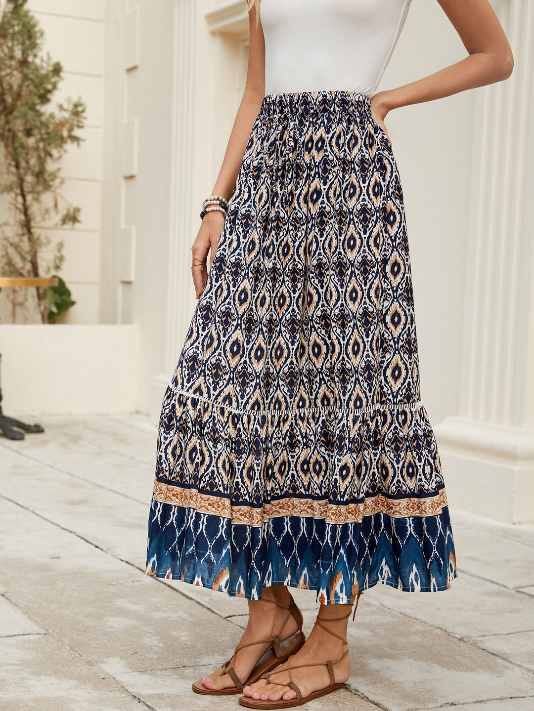 Women Bohemian Chic Floral Maxi Skirt and Style