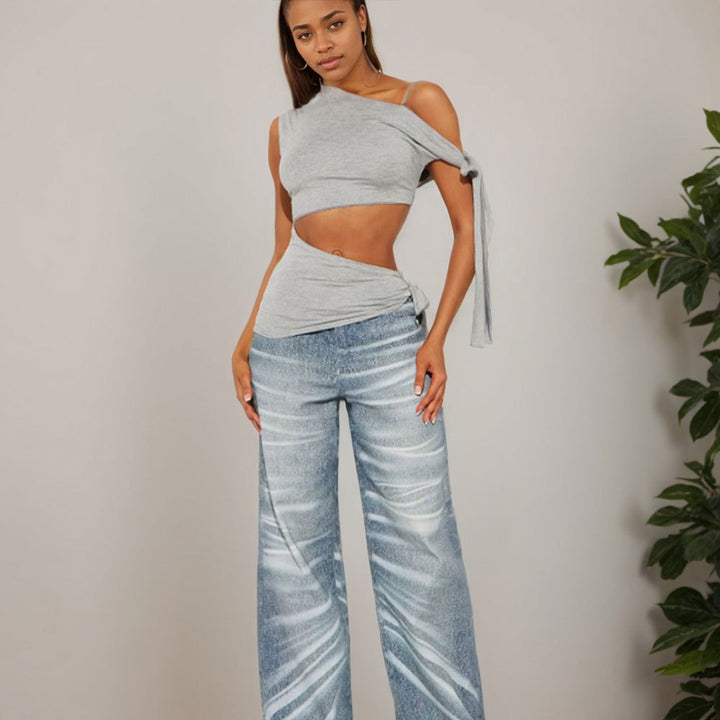 Asymmetrical short top for women with side knot Chic & Stil