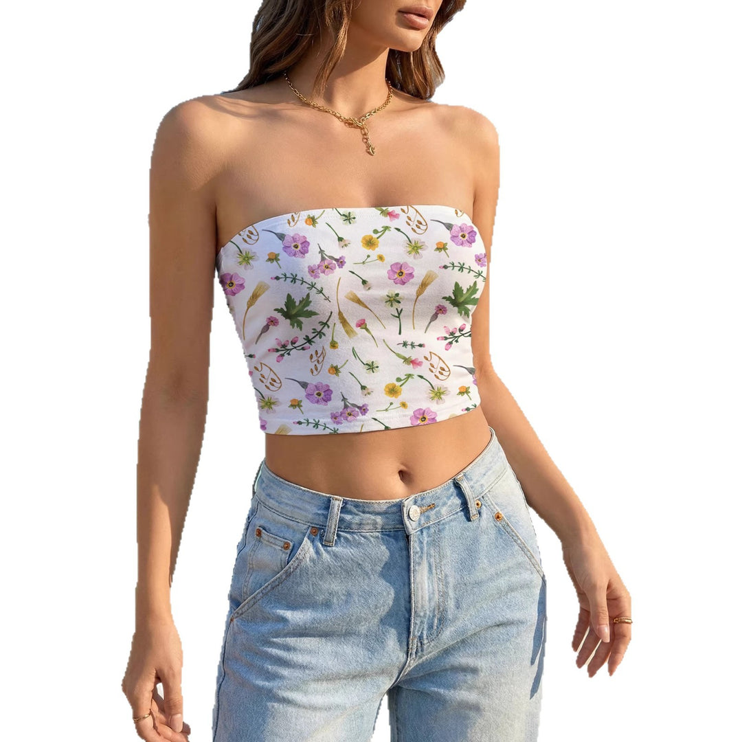 Women’s bandeau top with floral design and elastic fabric Lune London