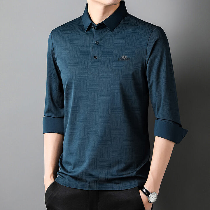 Long sleeve polo shirt for men with textured design Lune London