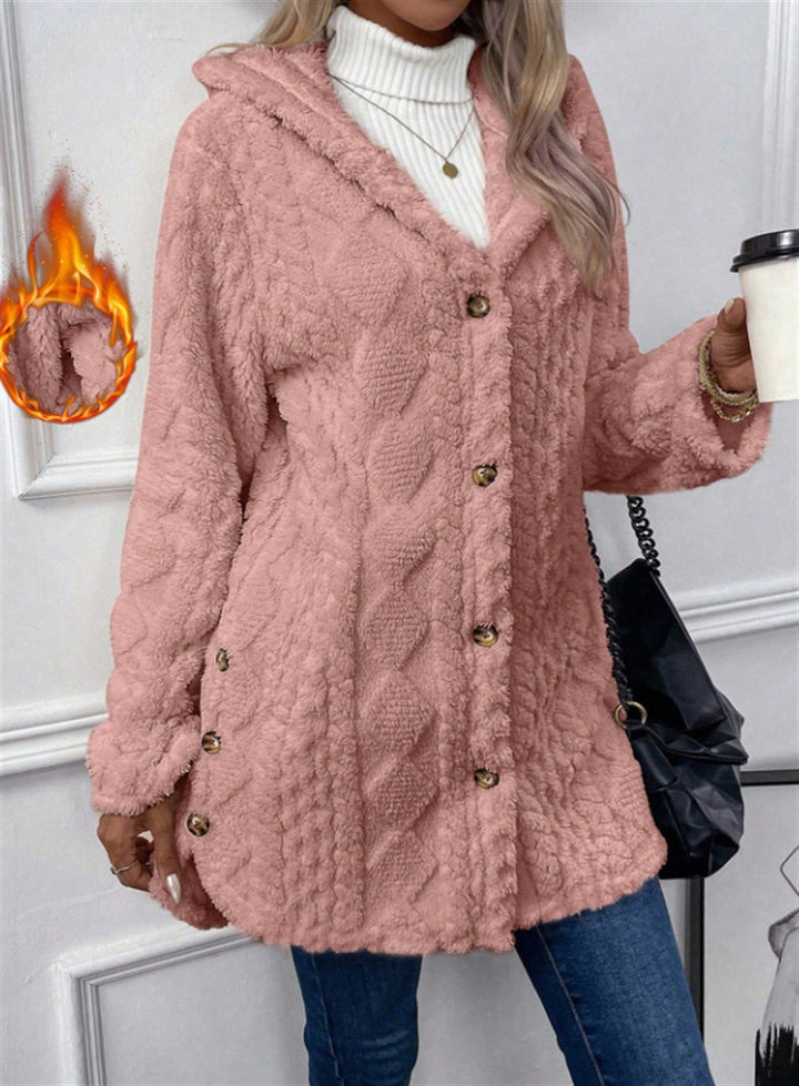 Ladies Cozy Teddy Jacket with Button Closure Lune London