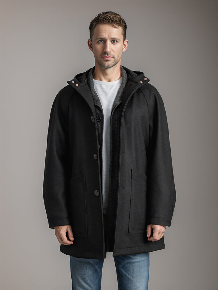 Practical and stylish hooded jacket for men in soft material Lune London