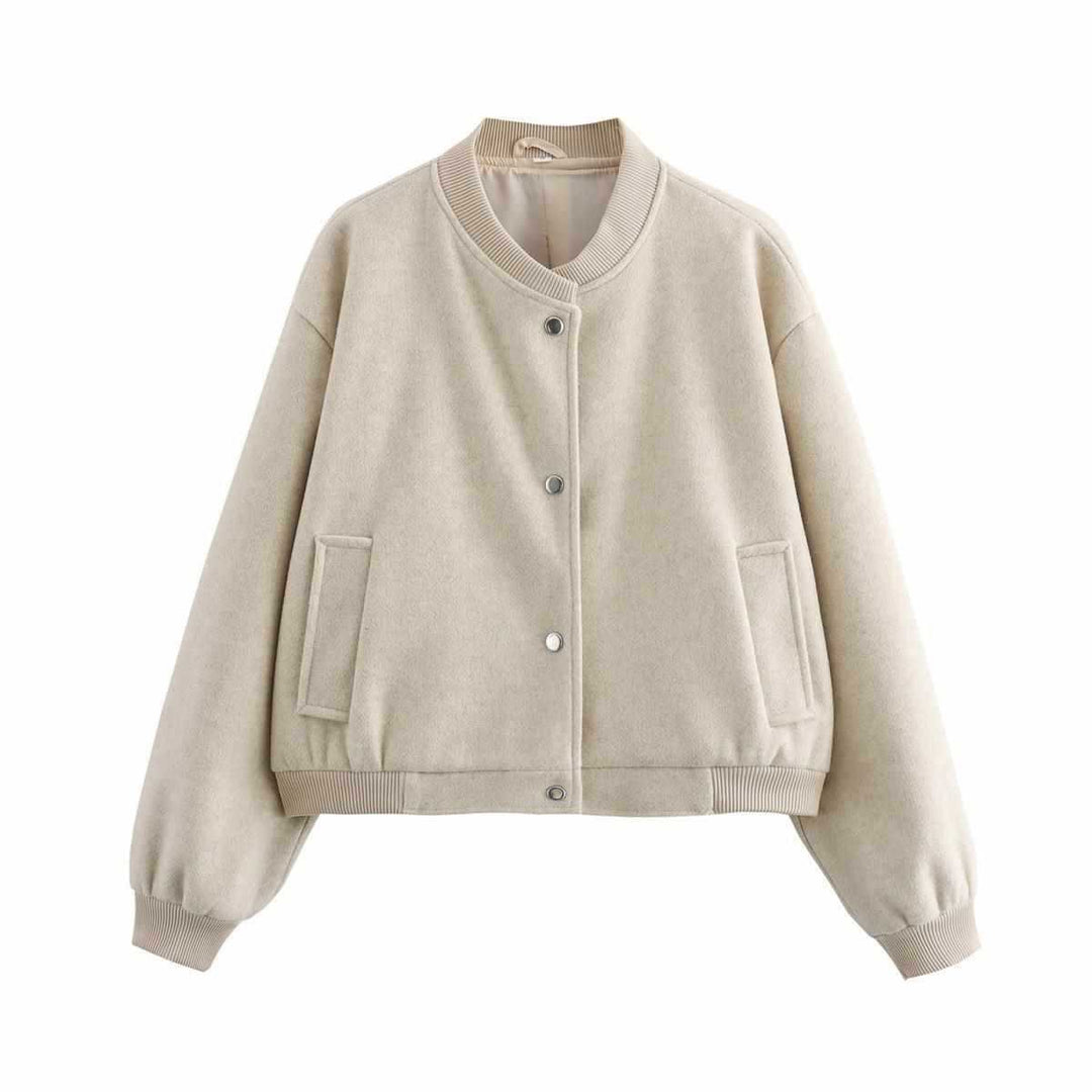 Casual bomber jacket for women with snap button closure and soft pockets Lune London
