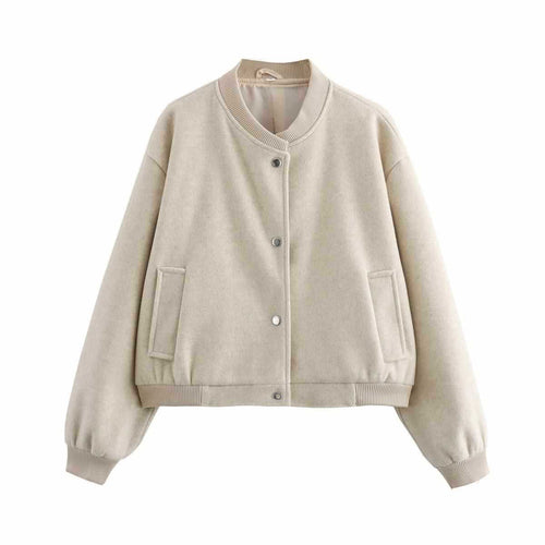 Casual bomber jacket for women with snap button closure and soft pockets Lune London