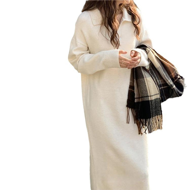Robe polo à manches longues pour femmes en matériau tricoté doux Chic & Stil