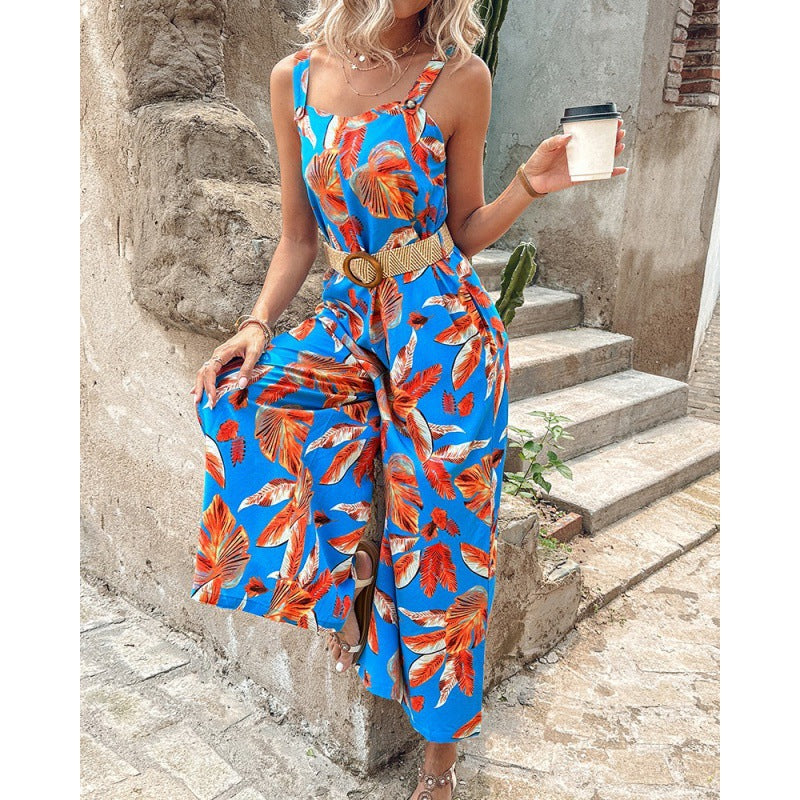 Ladies Floral Print Lightweight Chic Overall